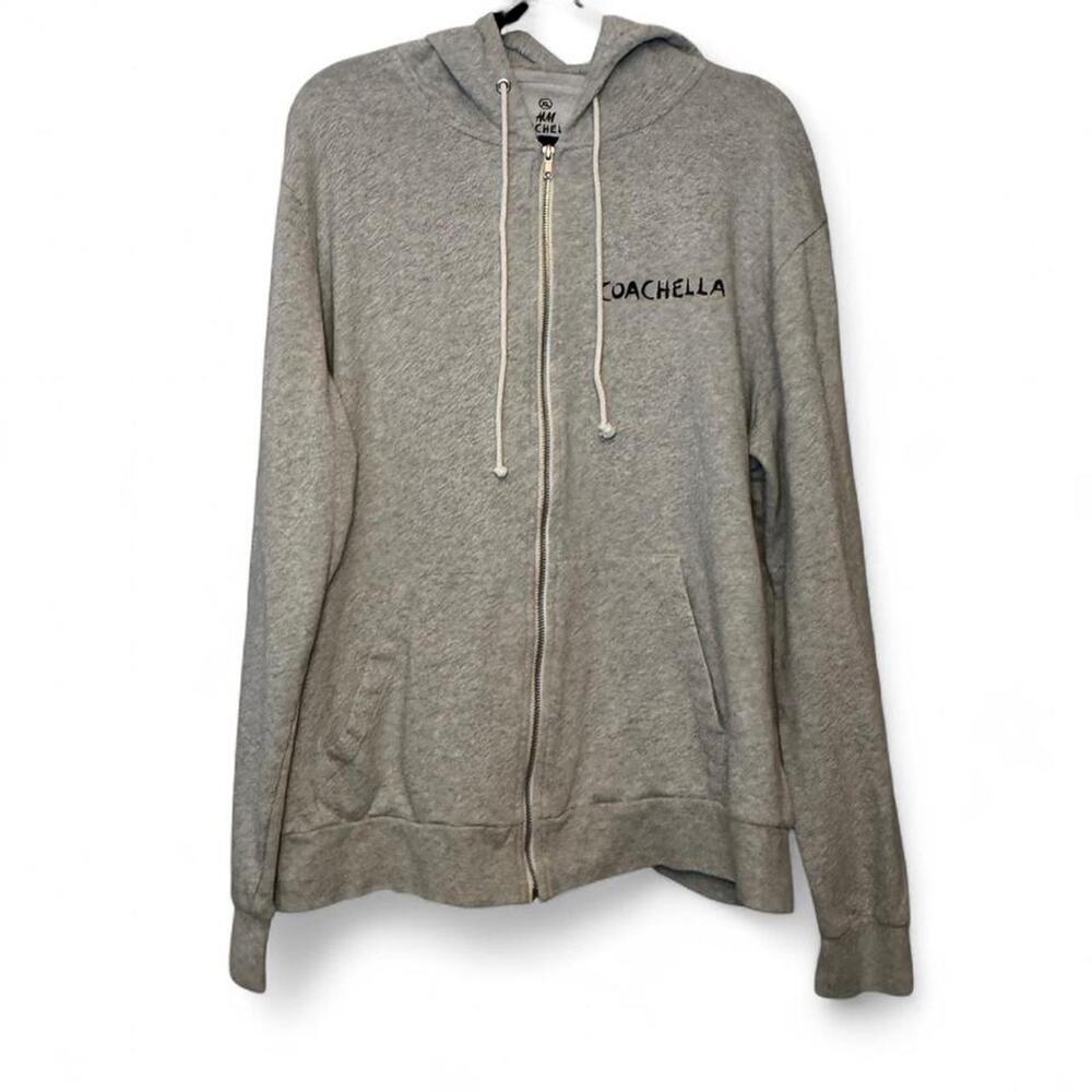 NEW Coachella Music Festival x H&M Collab Heather Cream Zip-Up Hoodie — XL - Picture 2 of 7